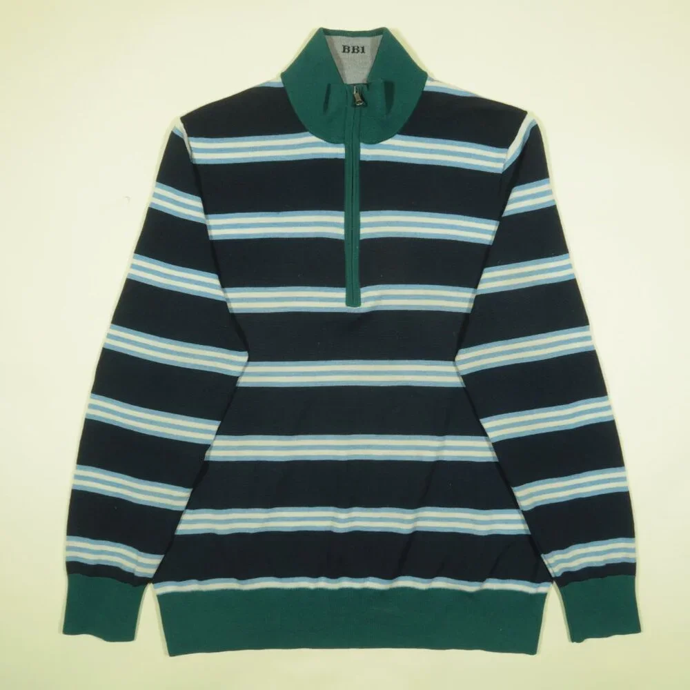 Brooks Brothers Merino Wool 1/4 Zip Sweater Mens XL Blue Green Pullover BB1